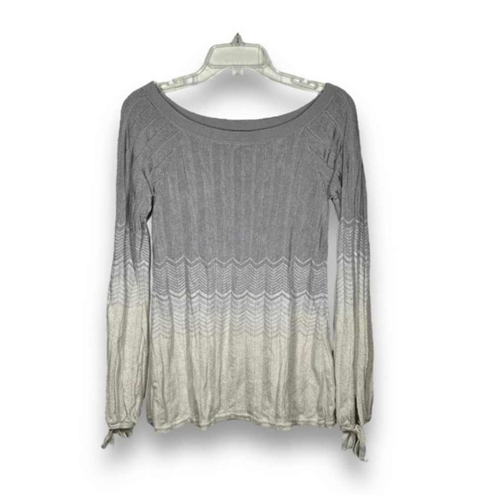 White House Black Market Gray Ombré Glittery Knitted Top Size Small - "Silvia"